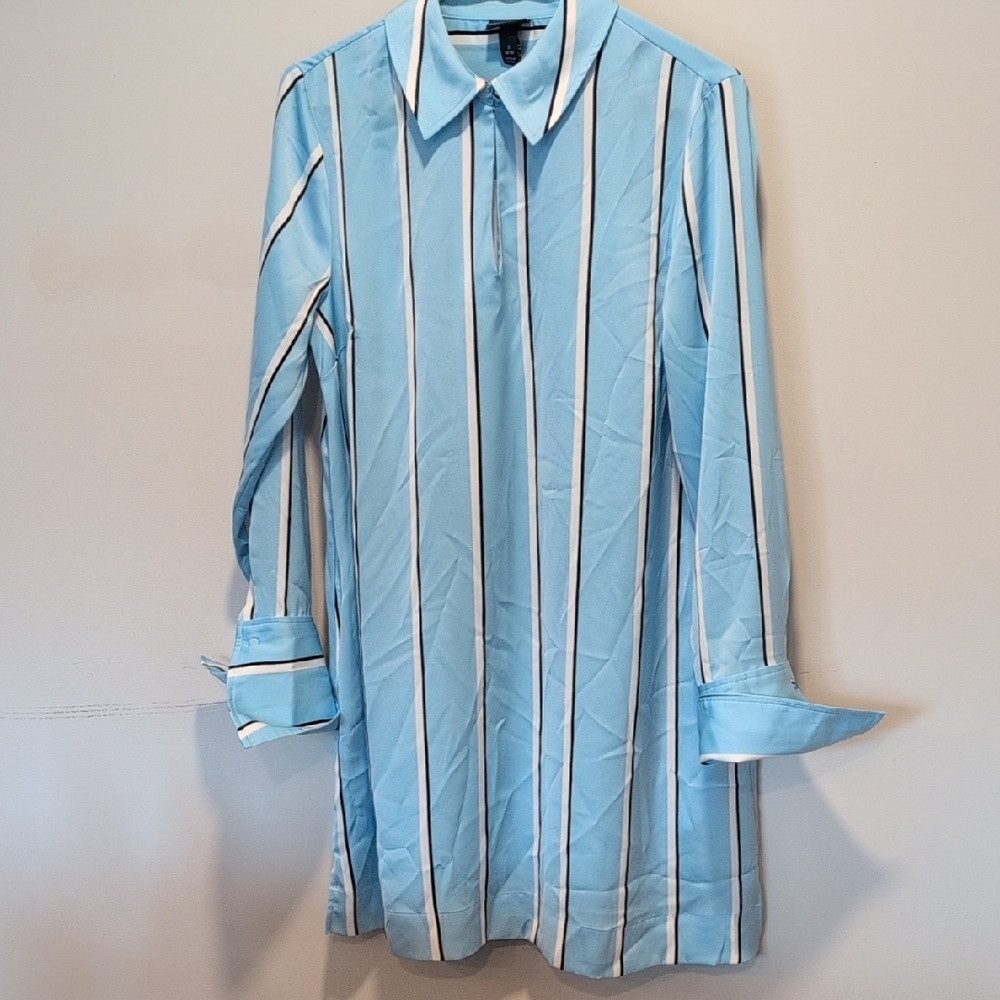 Scoop NYC Blue Striped Long Sleeve Dress